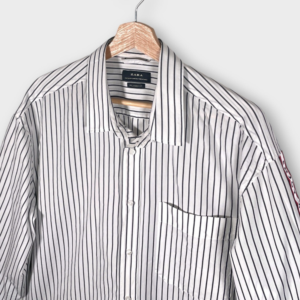 Zara Relaxed Fit Shirt Mens LARGE Slogan "Enjoy While It Lasts" Casual City EUC - Picture 2 of 8